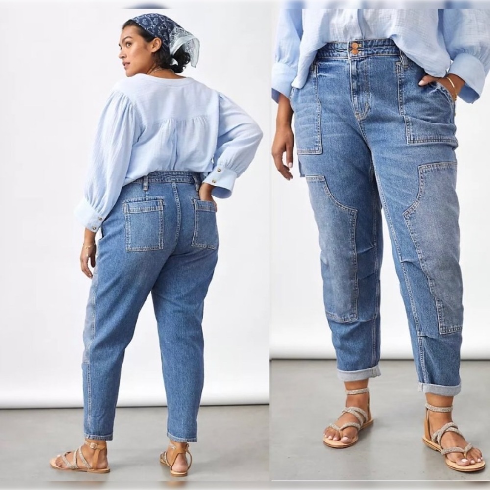Pilcro The Wanderer Jeans Anthropologie A+ plus size 18w boho patchwork blue - Picture 1 of 12